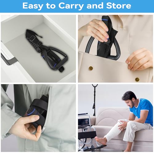 Long Leg Lifter with 2 Handgrips, Leg Lifter Strap with Large Foot Loop
