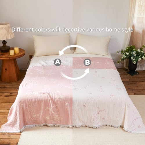 Pink Floral Fall Throw Blanket for Couch Bed Home Decor 60''x80'' - color: Blush Floral Whisper, size: 60인치 x 80인치