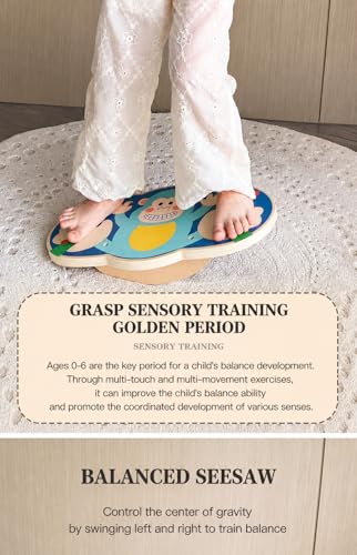 Wooden Balance Board Toy for Kids, Monkey Theme Balancing Game, Montessori Educational Toy, Active Play & Exercise