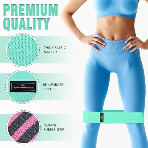 Lenwen 12 Pcs Fabric Resistance Bands Bulk - color: Lake Blue, style: Light Resistance