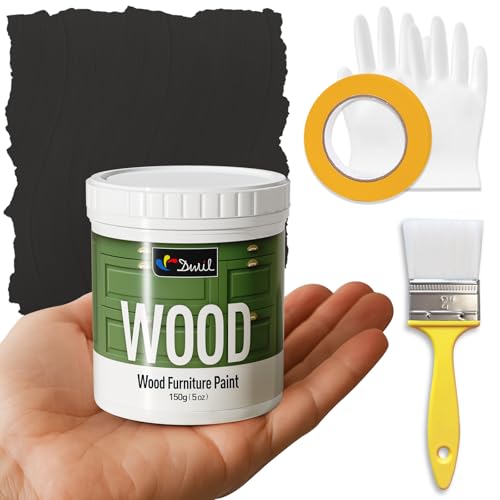 DWIL Matte Finish Furniture Paint - 5 Oz Black Paint for Wood Cabinets, Doors, Tables, and Dressers Refinishing - Water-Based, Non-Toxic & Odorless, Easy to Apply(Black) - color: Black, size: 5 Ounce (Pack of 1)
