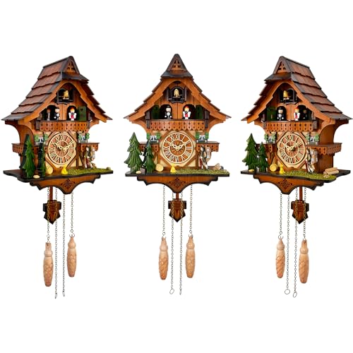 Cuckoo Clock with Rotating Dancers, Black Forest Chalet, Quartz