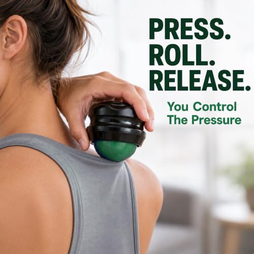 Manual Massage Ball Roller for Deep Tissue & Back Relief - Green Handheld Massage Tool for Essential Oils & Couples Therapy - color: Green