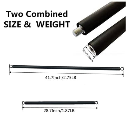 41Inch Resistance Band Bar for Full Body Workout, Portable Detachable Pilates, with 2 Carabineer Clips, Black