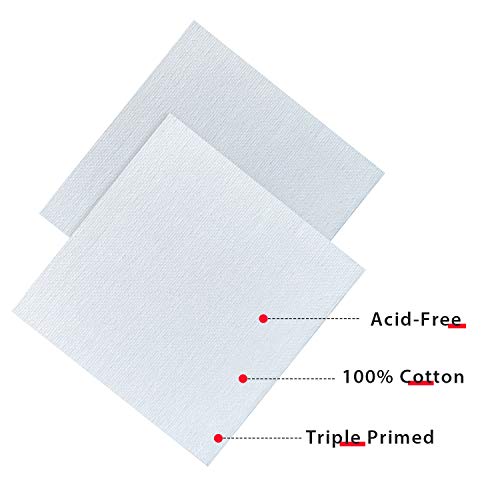AUREUO Mini Stretched Canvas - 5x5 Inch/24 Pack - 2/5 Inch Profile Tiny Square Canvas Boards for Painting - Art Gift Set Bulk Pack Canvases for Acrylic Halloween Painting & Craft - size: 5"x5"