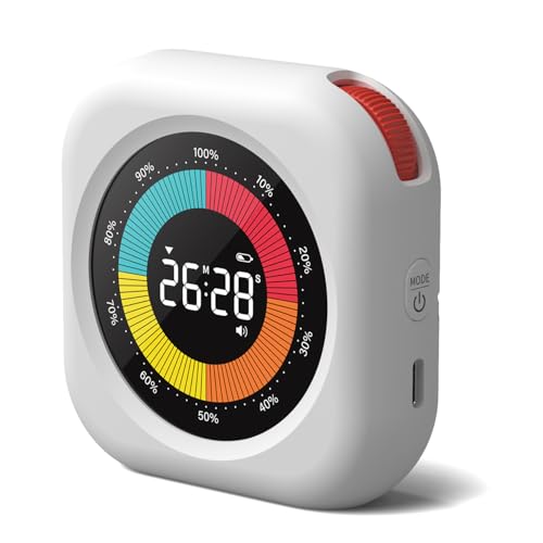 PERSUPER Visual Timer for Kids, Rechargeable 10-Hour Countdown/Up Timer | with 3 Volume Levels, 3 Brightness Display, and Magnetic, Homeschool Study Tool, Large Digital Timers for Classroom, Kitchen - color: .Rgb & White Housing