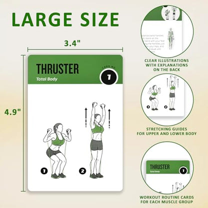 Resistance Belt Workout Cards, 62 Exercises Cards Deck Large Size 5" x 3.5" Fitness Cards for Women & Men, Beginner Fitness Guide to Training Exercises at Home or Gym - style: Resistance Belt