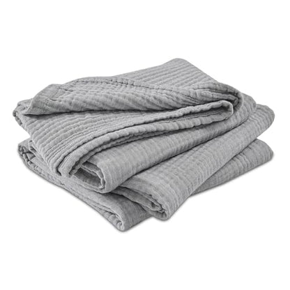 EMME Cotton Muslin Large Throw Blanket Couch Breathable Gauze Soft Lightweight Bed Blankets Adults (Heather Grey, 50"x70") - color: 04 - Grey, size: Large Throw (50" X 70")