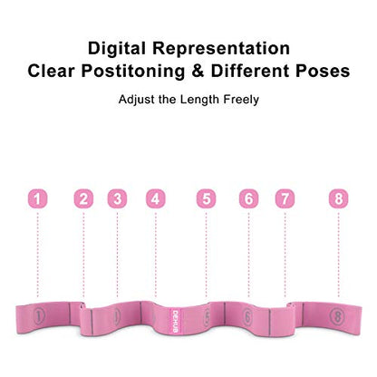 Stretch Strap, Elastic Yoga Stretching Strap, Multi-Loop for Physical Therapy, Pilates, Yoga, Dance & Gymnastics Exercise and Flexible Pilates Stretch Band - color: Pink