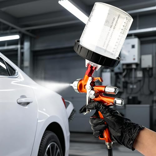 ENDOZER Disposable Paint Cup 50 Pack 20 Ounce(600ML) Mixing Cups for Automotive Spray Gun with 50 Liners and Lids System, 1 Hard Cup with Retainer Ring, 20 Plugs, 2 Adapters for Paint Gun - color: Dis-600ml-50pcs