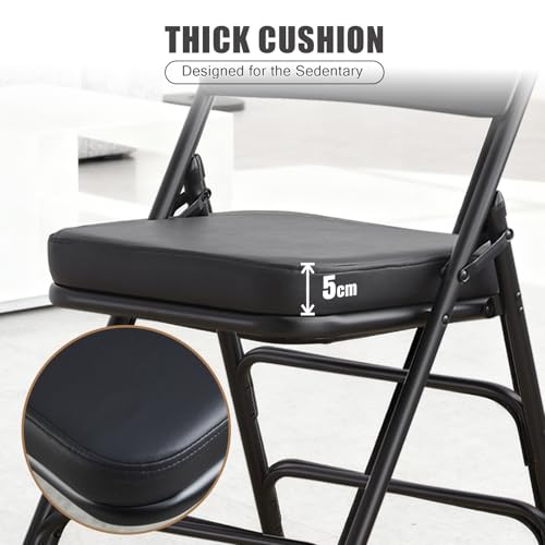 Padded Folding Chair with Thick Cushion, 1 Pack Black - color: Black 1 Pack