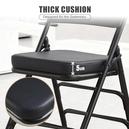 Padded Folding Chairs with Thick Cushion, 2 Pack Black - color: Black 2 Pack