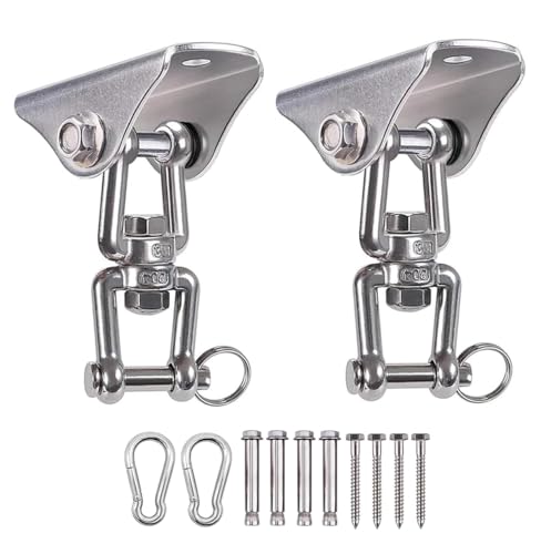 2 Pcs Swing Hangers Heavy Duty Stainless Steel Ceiling Swing Mount 360° Silent Swing, Playground Porch Yoga Seat Trapeze, Hammock Chair, Hanging Kit, Swing Set Indoor Outdoor