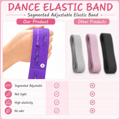 Multi-Loop Stretch Band - Yoga, Pilates, Ballet, and Physical Therapy Stretching Strap for Flexibility, Leg Stretching, and Exercise - Durable Stretching Equipment - color: Purple+Rose Red(8 Loops)