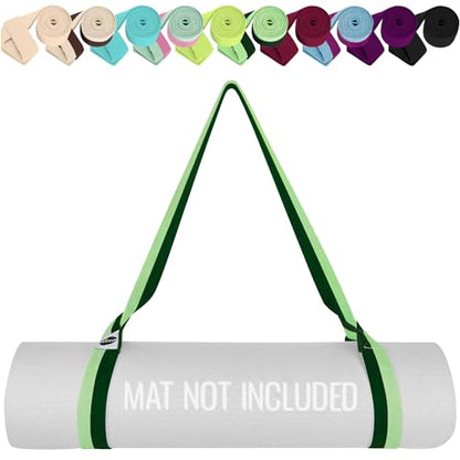 TECEUM Yoga Mat Strap – Extra Soft & Thick Cotton Carrier for All Mats - color: Green Avocado, size: 64 IN