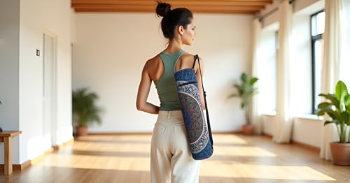 INDIAN CRAFT CASTLE ICC Yoga Mat Bag Carrier Full-Zip Exercise Yoga Mat Carry Bag for Women Men with Multi-Functional Storage Pockets and Adjustable Shoulder Strap 26X6 Inches - style: Blue 6 Kaam