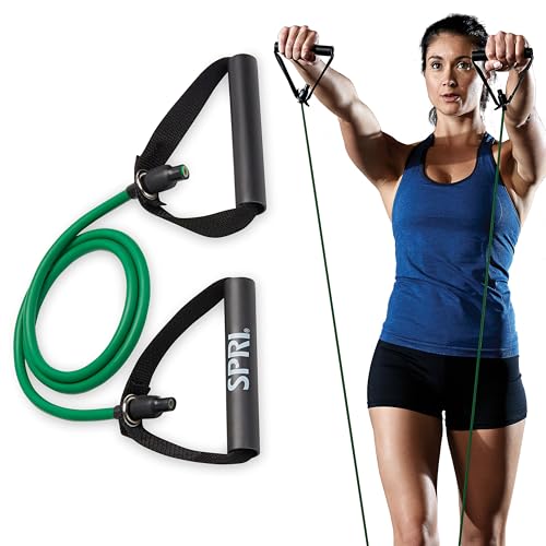 SPRI Xertube Resistance Bands with Handles – All Exercise Cords Sold Separately with Home Gym Workout Fitness Door Anchor Attachment Option - size: Light, style: No Door Attachment