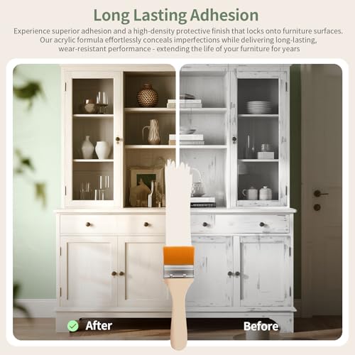 All-in-One Matte Wood Furniture Paint Kit - Non-Toxic & Odorless Water-Based Formula - No Sand/Prime/Varnish - Indoor Safe Furniture Renovation with Tools (Black,16 Oz)