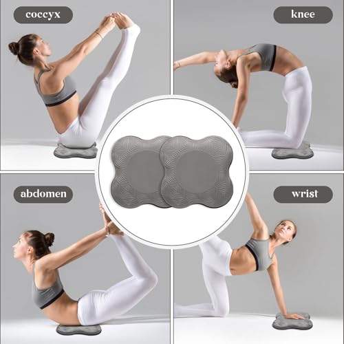 2 Packs Yoga Knee & Elbow Cushions - Extra Thick Foam for Knees, Elbows, Wrists, Hands & Head - Pilates & Kneeling Pads - Support Foam Pads for Women & Men - color: grey