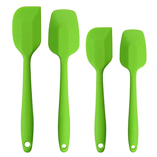 Silicone Spatulas Set, Rubber Spoon Spatula Heat Resistant Spoonula One Piece Design Seamless Spatula Non-Stick Scrapers Baking Mixing Tool (Green Set) - color: Green Set