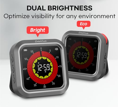 Visual Digital Timer, Large Color Display & Rechargeable, Magnetic Back & Silent Mode, 12 Hours Countdown/Up Stopwatch Timer for ADHD, Kids, Classroom, Kitchen, Work Productivity (Gray) - color: Space Gray