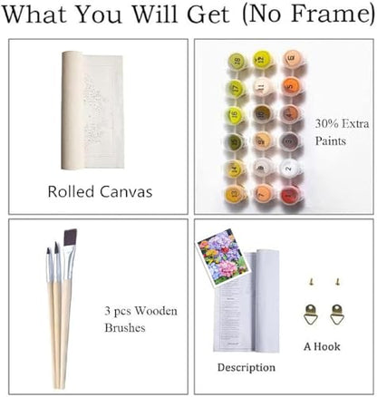 ZRIZQ Paint by Numbers Kit for Adults Beginners,Floral DIY Painting Set,Relaxing Creative Craft Activity,16x20 Inch-Flowers 17 - color: 16"X20"Rolled Canvas(Frameless)-Flowers 17