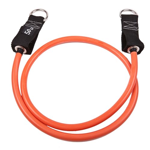 GoFit Resistance Training Power Tube, Natural Rubber Exercise Band for Strength Training, Stretching, Yoga, Pilates & Full Body Workouts, Carabiner Loop Design - color: Orange, size: 50 pounds