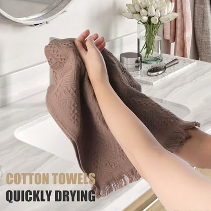 4 Pack Boho Bathroom Decor Hand Towels - color: Brown