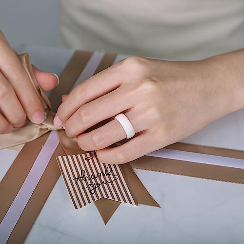 Egnaro Women's Bridal Rings Sets, 6mm Wide, 2mm Thick, Silicone Wedding Rubber Band with Half Size, Inner Arc Ergonomic Breathable Design - color: SETB-Faint Red, White Silver Glitter, Ivory, White, size: 4.5-5