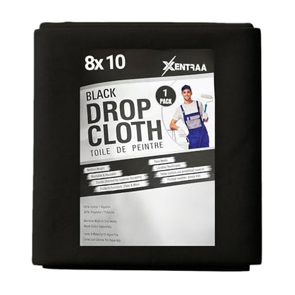 Black Canvas Drop Cloth 8x10 FT – Premium Painter’s Tarp for Painting, Staining & Cleaning Projects - color: Black, size: 8/10-PACK-1