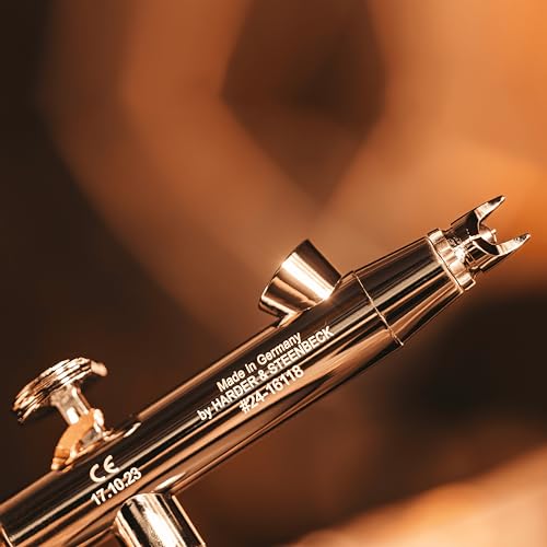 Harder & Steenbeck Evolution 2024 CRplus, German-Engineered Airbrush | Dual Action Painting Set with Gravity-Feed Airbrush, 0.45mm Fine Line Self-Centering Nozzle, 5ml paint Cup & Lid -121232 - size: 0.45mm Nozzle, 5ml Cup