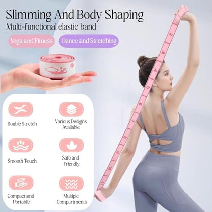 Multi-Loop Stretch Band - Yoga, Pilates, Ballet, and Physical Therapy Stretching Strap for Flexibility, Leg Stretching, and Exercise - Durable Stretching Equipment - color: Pink - 11 Loops
