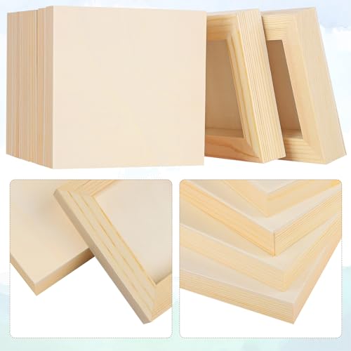 Aodaer 8 Pack Wood Panels 5 x 5 Inch Wooden Panels Canvas Unfinished Craft Wood Boards Panels for Art Crafts, Acrylic and Oil Painting, Pouring, DIY Projects - size: 5 x 5 Inch