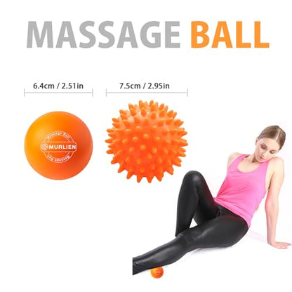 Massage Ball Set, Spiky Ball & Lacrosse Ball for Body Massage, Muscle Relief, Deep Tissue, Myofascial Release, Massager for Neck, Shoulder, Back, Foot or Muscle Tension - Orange | Muscle Relief, Deep Tissue, Myofascial Release, Massager for Neck, Shoulder