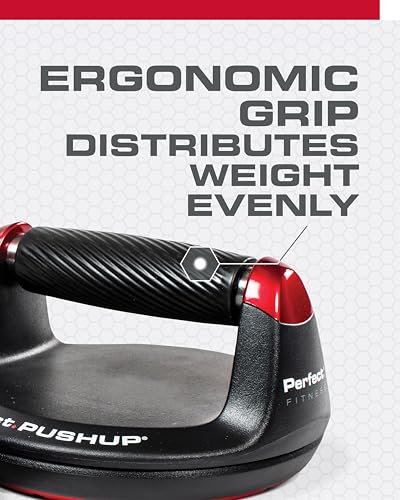 Perfect Pushup Elite - 부드럽고 손쉬운 핸들 회전을 위한 스틸 볼 베어링이 있는 회전 핸들 디자인 - 인체 공학적 그립, 20.3cm(8인치) 베이스 및 질감이 있는 미끄럼 방지 바닥 트레드 - 최대 181.4kg(400파운드) 지지 - size: 0