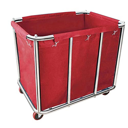 Laundry Cart with Wheels Commercial,400L Large Rolling Laundry Hamper - color: Red - 11.5 Bushels - 8 Tubes