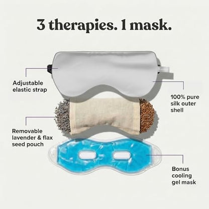 ASUTRA Silk Eye Pillow for Sleep, Silver - Filled w/Lavender (One Size) - color: Silver