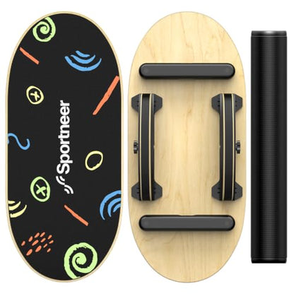 Sportneer Kids Balance Board, 4-Mode Adjustable Balance Trainer - color: Doodle Black
