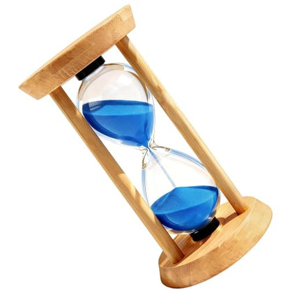 PROLOSO Wooden Sand Timers 1 Minute Glow in the Dark Sandglass Countdown Hourglass Sand Clock for Toothbrush Timer Games Classroom Home Office - color: Glow in the Dark Blue, size: 1 MIN/3.74 IN