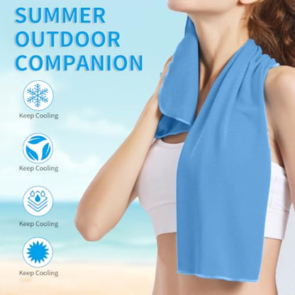 Puomue 5 Pack Cooling Towels, 40 Inches x 12 Inches, Breathable Soft Chilly Microfiber Towel for Yoga, Sport, Running, Workout, Gym, Camping and Fitness, Blue - color: Blue1