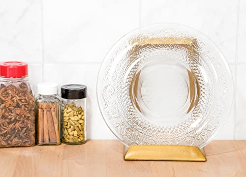 Red Co. 8” Decorative Metal Display Plate Stand and Art Holder Easel in Distressed Gold Finish - color: Gold