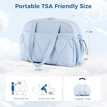 Women's Duffle Gym Bag, Carry-On Shoe Compartment for Weekender Overnight - color: Navy Blue, size: Medium