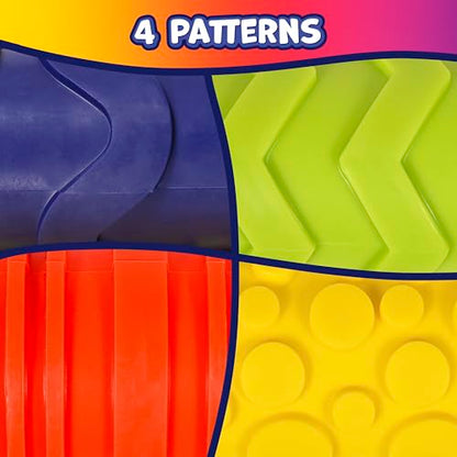READY 2 LEARN Paint and Dough Texture Rollers, Set of 4 | Patterned Rolling Pins for Kids, Play Dough Accessories and Art Tools, Imagine Colors - style: Imagine Colors