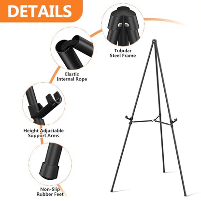 Easel Stand for Sign Portable,66" Easel Display Stand Metal, Adjustable Easels for Display,Wedding Signs, Posters-Black(4 Pack) - style: 4 Pack