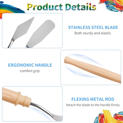 4 Pcs Palette Knife, #1 Pointed Head Spatula, Plastic Handle | Stainless Steel Painting Knife, Oil Paint Metal Knives, Pallet Painting Knives for Oil, Acrylic and Canvas Drawing