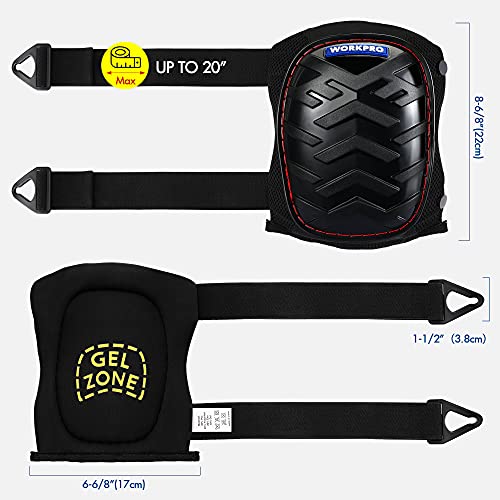WORKPRO Knee Pads, Gel Cushion Safety Kneepads - style: Buckle