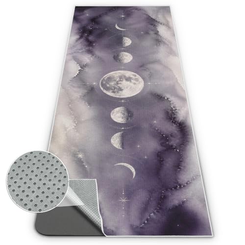 Yoga Mat Towel, Hot Yoga Towel High-Definition Pattern, Machine Washable with Ultra-Absorbent Yoga Towels for Hot Yoga Non Slip for Fitness, Exercise, Pilates, 72 x 27 in, Moon - color: Moon