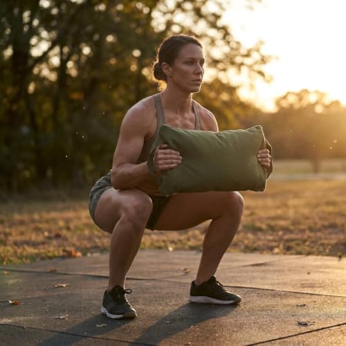 Canvas Exercise Sandbag for Fitness and Yoga Training, Empty Weight Sand Holding Bag, Military Green, Suitable for Strength and Leg Workout