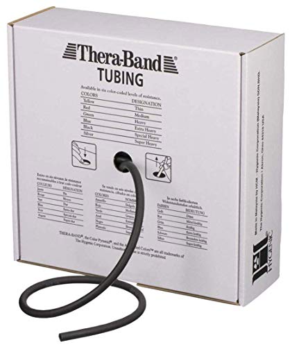 THERABAND Resistance Tubing, Physical Exercise Band, Workout, 100', Black - color: Level 5 / Special Heavy - Black, size: 100 Foot