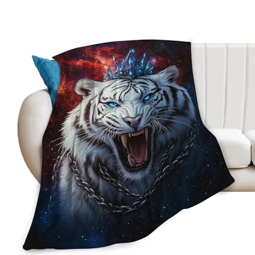 Tiger Blanket, Animal Throw Blanket, Tigers Gifts, Animals Blankets, White Tiger Stuff Fleece Flannel Plush for Women Men Boys Girls Lovers Adults Soft Bedding for Sofa Bed Office Home Decor 80"X60" - color: Tiger, size: 80"x60"